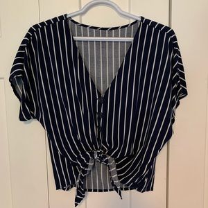 Striped blue tie up top